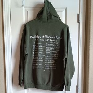 Gildan Olive Hoodie with Inspirational Text,Inspired By Taylor Swifts Lyrics.